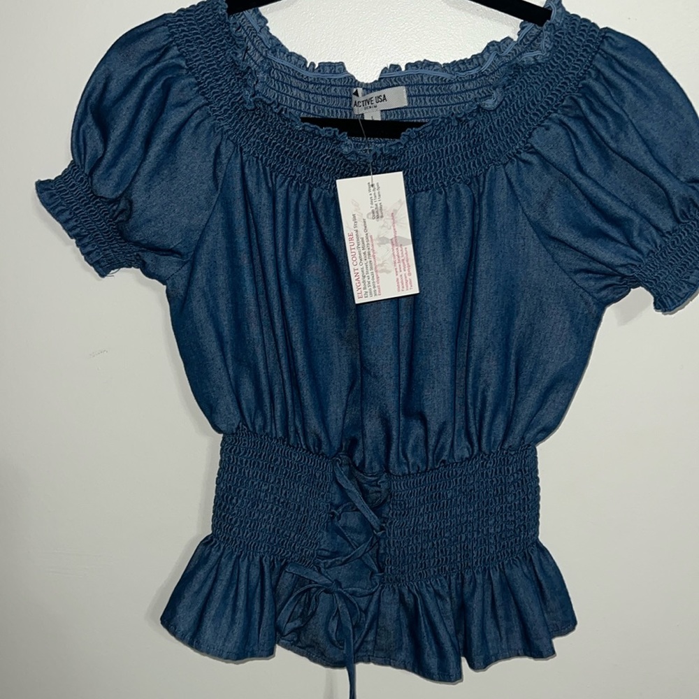 New Denim off shoulder Top